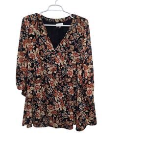 Melloday Floral Paisley Boho Tunic Mini Dress Womens L